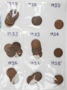1910 - 1965 accumulation, somewhat organized by year in plastic sheets with all denominations except &frac12;d's represented. Very mixed condition. Also noted a small amount of GB copper. - 6