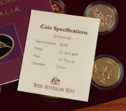 1995 - 2003 FLORAL EMBLEMS OF AUSTRALIA: A complete set of nine uncirculated&nbsp;22ct gold $100 coins presented in a superb timber case with felt lining; each coin accompanied by its' own Certificate of Authenticity and Limitation; and the booklet which accom - 3