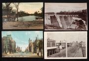 WESTERN AUSTRALIA: A collection of photographic postcards featuring street scenes and bird's-eye views of towns and cities, Queens Gardens, Perth Hospital, Mundarino Weir, Golden Horseshoe Gold Mine, and others. Publishers/photographers include Austral St - 2