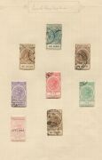 AUSTRALIAN COLONIES & STATES: A range on album pages; noted NSW 20/- Carrington *, various OS Overprints to 1/- *, Tasmania 10/- Tablet FU, Queensland 2/6, 5/- & &pound;1 CTO, South Australia 2/6, 5/- & 10/- CTO, Victoria Stamp Duty types to &pound;1 CTO, etc. (qty). - 9