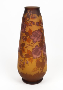 A reproduction Gallé cameo glass vase, late 20th century, 42cm high