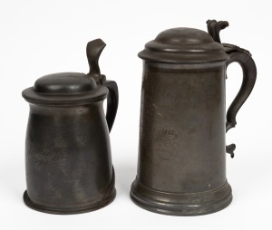 Two pewter tankards including a Tudric example by Archibald Knox for Liberty & Co., circa 1911, the Tudric example 18cm high