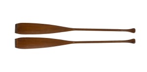 A pair of vintage canoe paddles with copper reinforced blades, early to mid 20th century, 51cm high