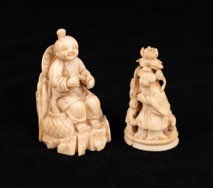 Two Chinese carved ivory statuettes, 19th/20th century, ​​​​​​​5.5cm and 6.5cm high