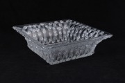LALIQUE&nbsp;"Roses"&nbsp;French art glass square form bowl, engraved "Lalique, France", 8cm high, 24.5cm wide