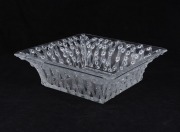 LALIQUE&nbsp;"Roses"&nbsp;French art glass square form bowl, engraved "Lalique, France", 8cm high, 24.5cm wide - 2