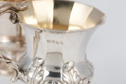 A Georgian sterling silver christening mug; together with an antique English sterling silver christening mug with lizard handle, 18th/19th century, (2 items), 8cm and 9.5cm high, 212 grams total - 3