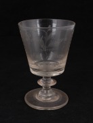 An antique glass engraved "Robert Rogers, Born May 18th 1798", 13.5cm high