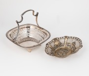 An English sterling silver basket (327 grams), together with a Continental 800 silver&nbsp; bowl with repousse decoration and remains of gilt finish (103 grams), 19th/20th century, ​​​​​​​430 grams total.