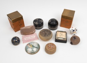 Assorted glass and ceramic paperweights, together with a ROYAL CROWN DERBY porcelain animal statue, (10 items), the largest 7cm high