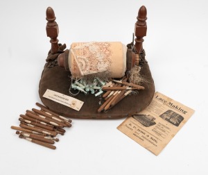 LACE MAKING BED, 19th century, 37cm wide.