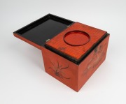 An antique Chinese tea caddy with hand-painted red lacquered finish, interior fitted with original tin, 19th century, 19cm high, 27cm wide, 20cm deep - 2
