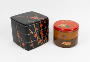 Two vintage Japanese lacquered bento boxes, early to mid 20th century, ​​​​​​​the larger 18cm high