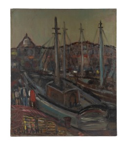 JULES TRISTANI&nbsp;(France, 1913-1993), (Marseille harbour), oil on canvas, signed lower left "Tristani", 65 x 54cm