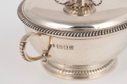 An English sterling silver two handled lidded bowl with gadrooned decoration, made in London, 20th century, 8cm high, 16cm wide, 345 grams - 2