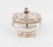 A Continental silver tea caddy with original key, 19th/20th century, 11cm high, 12cm wide, 255 grams