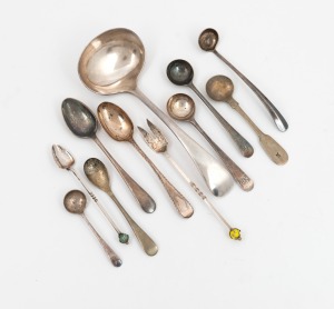 Assorted sterling silver and silver plated flatware, mixed vintages and origin, (11 items), silver weight 47 grams