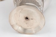 A pair of antique&nbsp;Japanese export silver vases with vacant shields and repousse eagle and chrysanthemum decoration, 19th/20th century, seal mark to base, 22cm high, 590 grams - 2