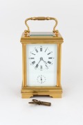An antique French Anglaise&nbsp;cased carriage clock timepiece with alarm, 19th century, 15cm high including handle