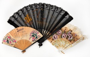 Three vintage fans, the largest 37cm high