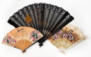 Three vintage fans, ​​​​​​​the largest 37cm high