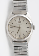 I.W.C. INTERNATIONAL WATCH COMPANY SCHAFFHAUSEN&nbsp;vintage stainless steel cased manual gents wristwatch with baton numerals and later bracelet, housed in original I.W.C. branded box, 3.5cm wide including crown