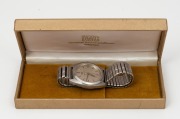 I.W.C. INTERNATIONAL WATCH COMPANY SCHAFFHAUSEN&nbsp;vintage stainless steel cased manual gents wristwatch with baton numerals and later bracelet, housed in original I.W.C. branded box, 3.5cm wide including crown - 2