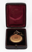 HAMILTON & Co. antique 18ct solid gold full hunter cased pocket watch with engraved decoration and Roman numerals, key wind movement, housed in plush fitted box, 5.7cm high including bow - 3