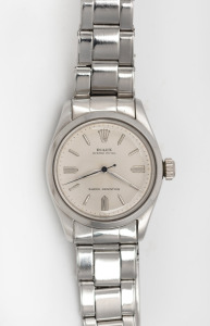 ROLEX "Oyster Royal" gents shock resistant manual wristwatch with baton numerals in stainless steel case with original bracelet and clasp, 3.5cm wide including crown