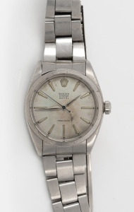 ROLEX "Oyster Royal Precision" gents manual wristwatch with baton numerals in stainless steel case with original bracelet and clasp, 3.8cm wide including crown