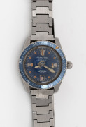 NEUCH&Acirc;TEL&nbsp;diver's wristwatch with automatic movement, baton numerals and date window on blue dial and bezel, 4cm wide including crown