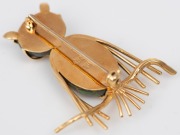 A vintage 18ct gold and black opal bird brooch, 20th century, stamped "18ct", ​​​​​​​4cm high. - 2