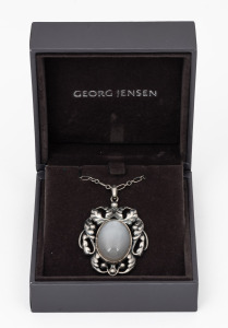 GEORG JENSEN Danish sterling silver pendant and chain in original box with papers, the chain 55cm long