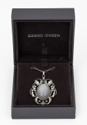GEORG JENSEN Danish sterling silver pendant and chain in original box with papers, the chain 55cm long