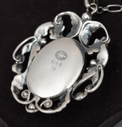 GEORG JENSEN Danish sterling silver pendant and chain in original box with papers, the chain 55cm long - 2
