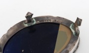 A pair of Georgian sterling silver condiment pots with original blue glass liners (damaged), London made, circa 1789; together with a pair of Georgian sterling silver condiment spoons, (4 items), 9cm wide, 124 grams total silver weight - 4