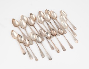 Assorted antique Channel Islands silver teaspoons, 18th/19th century, (22 items), 272 grams total.