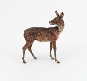 An antique Austrian cold painted bronze deer statue, early 20th century, 8cm high.