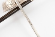 An antique sterling silver and baleen toddy ladle, together with a fine quality pair of antique Scottish sterling silver sauce ladles, 19th century, ​​​​​​​the largest 36cm high. - 2