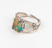 A vintage Navajo American silver and solid turquoise bangle of impressive proportions, 20th century - 2
