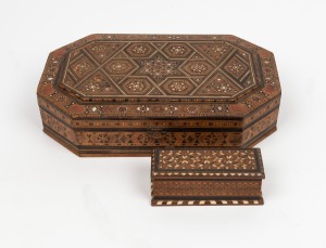 Two Indian&nbsp;inlaid boxes, 19th/20th century, the larger 31cm wide