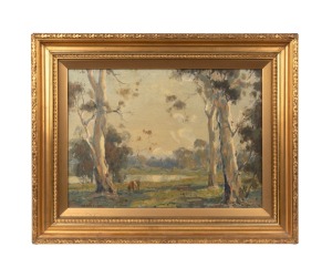 HUBERT JARVIS (1882-1964), Australian landscape, oil on board, signed lower left "Hubert Jarvis", 25 x 35cm, 38 x 47cm overall.