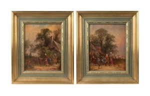 ARTIST UNKNOWN, I.) Going To The&nbsp;Fair, II.) Returning From The Fair, oil on canvas, 25 x 20cm each, 36 x 31cm each overall