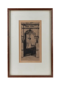 MARION WESTEBOTH, Dendrobian&nbsp;kingianum, watercolour signed and titled in the lower centre, 25 x 20cm, 46 x 38cm overall. Together with an architectural frame etching, ​​​​​​​(2 items).