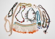 Assorted glass and shell bead necklaces and jewellery, (12 items)