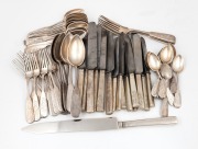 Antique Russian silver cutlery, attractively engraved, 19th century, ​​​​​​​2020 grams silver weight (not including knives).