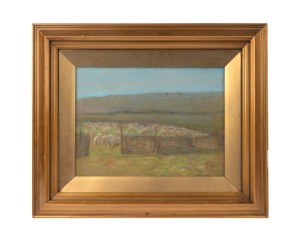 C. HAINSWORTH, The Sheep Fold, Isle of Whight, pastel on paper, signed lower right "C. H., '10", with original label verso, ​​​​​​​22 x 30cm, 38 x 47cm overall