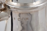 A vintage five piece English sterling silver tea and coffee service in the Georgian style with ebonised timber handles, manufactured in London, 20th century, the largest 22cm high, 2458 grams total (including handles) - 3