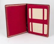 An antique sterling silver covered scarlet leather notebook, interior attractively finished in water wash scarlet silk with two ivory note pages, 19th century, 28 x 21cm overall - 2