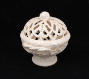 WEDGWOOD antique English cream porcelain pieced lidded bowl, 19th/20th century, impressed factory mark to base, 20cm high.